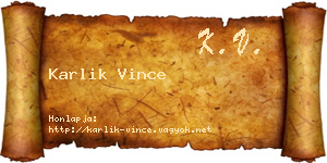 Karlik Vince névjegykártya